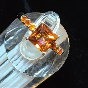 Orange Fire Zircon 925 Silver Ring